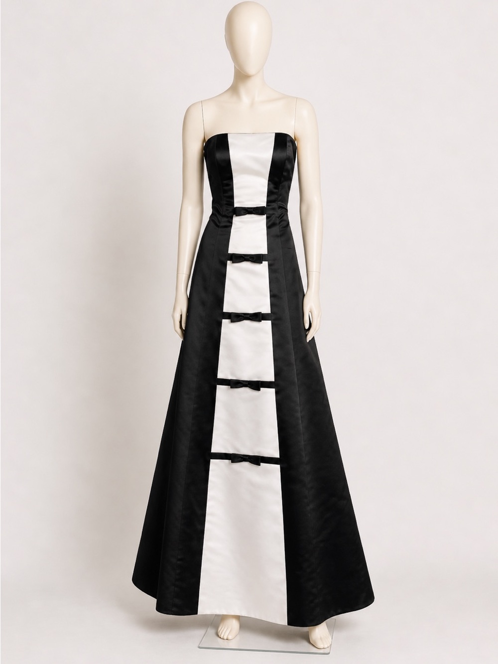 Vtg 90s Jessica McClintock X Gunne Sax Strapless Black & White Tuxedo Dress